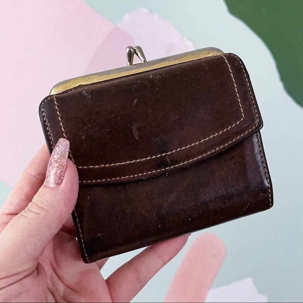 Princess Gardner Brown Full Grain Cowhide Wallet and Coin Purse With Gold Clasp
